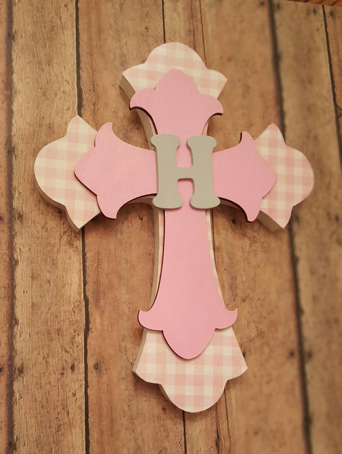 Baptism Cross Pink Polka Dots Gift Baby Girl Personalized Etsy