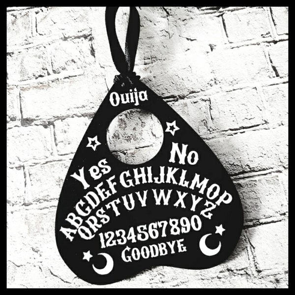 Ouija planchette hanging decoration, gothic hanging decoration, black acrylic, spooky, goth, alternative, emo decor, macabre, bauble