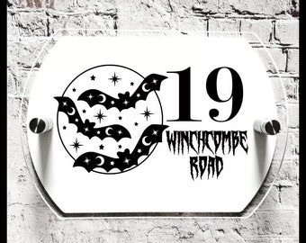 Bat address plaque sign, haunted house and creepy text design, gothic home, goth decor, spooky, gothic, goth decor, address,alternative