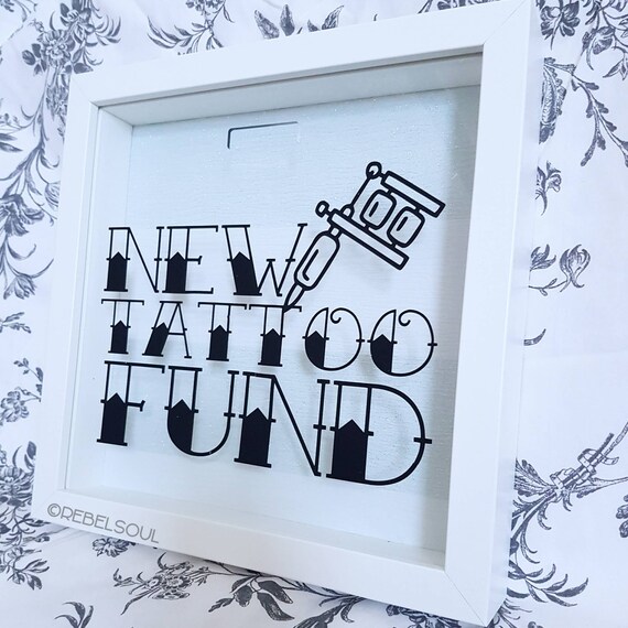 New Tattoo Fund Money Box Frame Savings Glitter Stripe Background Unique Gift New Ink Alternative Gift Punk Tattoo Gifts New Ink - 