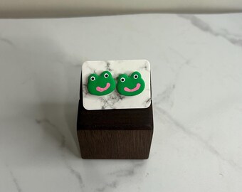Frog Polymer Clay Stud Earrings