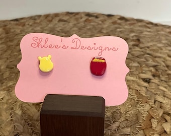 Winnie the Pooh Studs | Polymer Clay Earrings