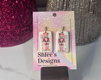 Nutcracker Print Polymer Clay Earrings