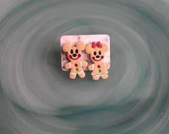 Christmas Gingerbread Mouse Couple Studs