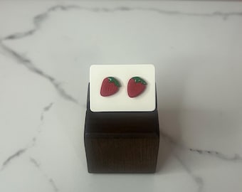 Strawberry Polymer Clay Studs