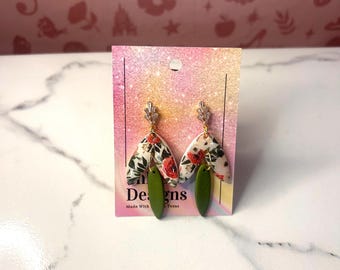 Red Flower Polymer Clay Earrings
