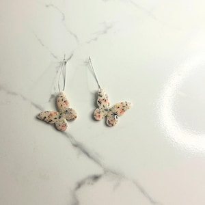 Butterfly Flower Print Polymer Clay Earrings