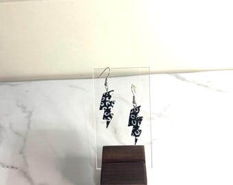 Leopard Lightning Bolt Polymer Clay Earrings