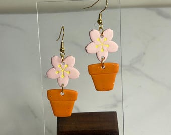 Flower Pot Polymer Clay Earrings