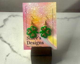 Clover Glitter Clay Dangle Earrings