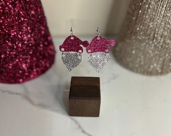 Pink Santa Faux Leather Earrings