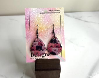 Crochet Pumpkin Print Polymer Clay Earrings