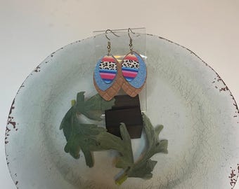 Serape Glitter Faux Leather Earrings