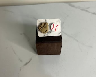 Baseball Polymer Clay Studs