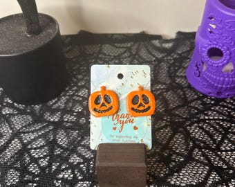 Jack-o-lantern Clay Studs