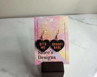 Spooky Conversation Heart Earrings