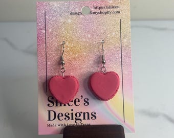 Valentine Heart Macaron Polymer Clay Earrings