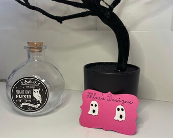 Hand Painted Ghost Studs, Polymer Clay Earrings