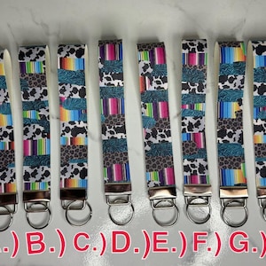 Western Print Faux Leather Wristlet Keychain
