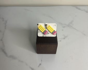 Pencil Stud Earrings, Polymer Clay, Teacher Gift