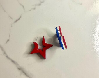 Patriotic Star Polymer Clay Hoops