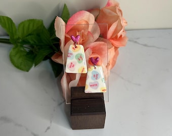 Valentines Conversation Heart Polymer Clay Dangles