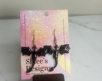 Black Dragon Polymer Clay Earrings