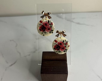 Floral Bow Polymer Clay Dangles