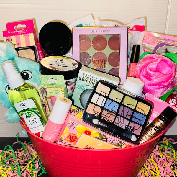 Pre-filled teen makeup and spa gift basket