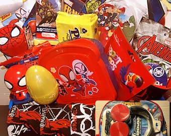 Spiderman gift basket with backpack