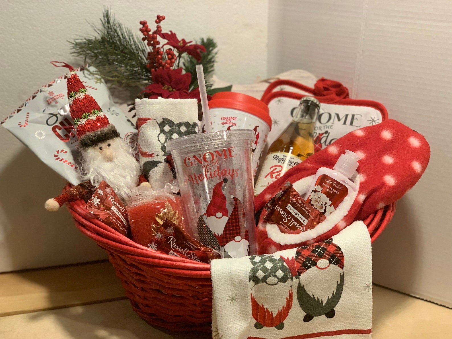 Gnome for the holidays Gift Basket Christmas Gnome Gift | Etsy