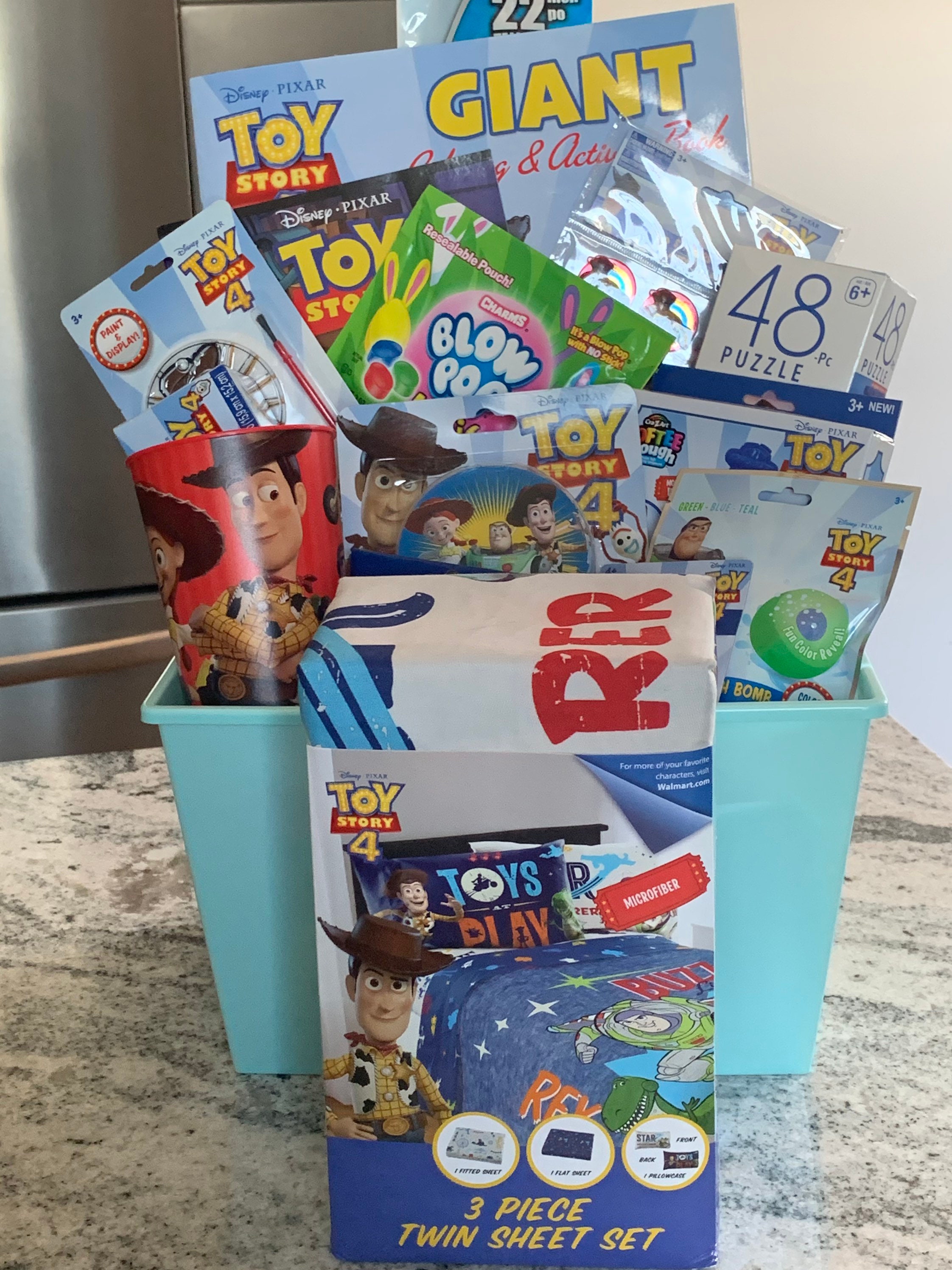 Toy Story 4 gift basket and sheet setkids prefilled gift Etsy