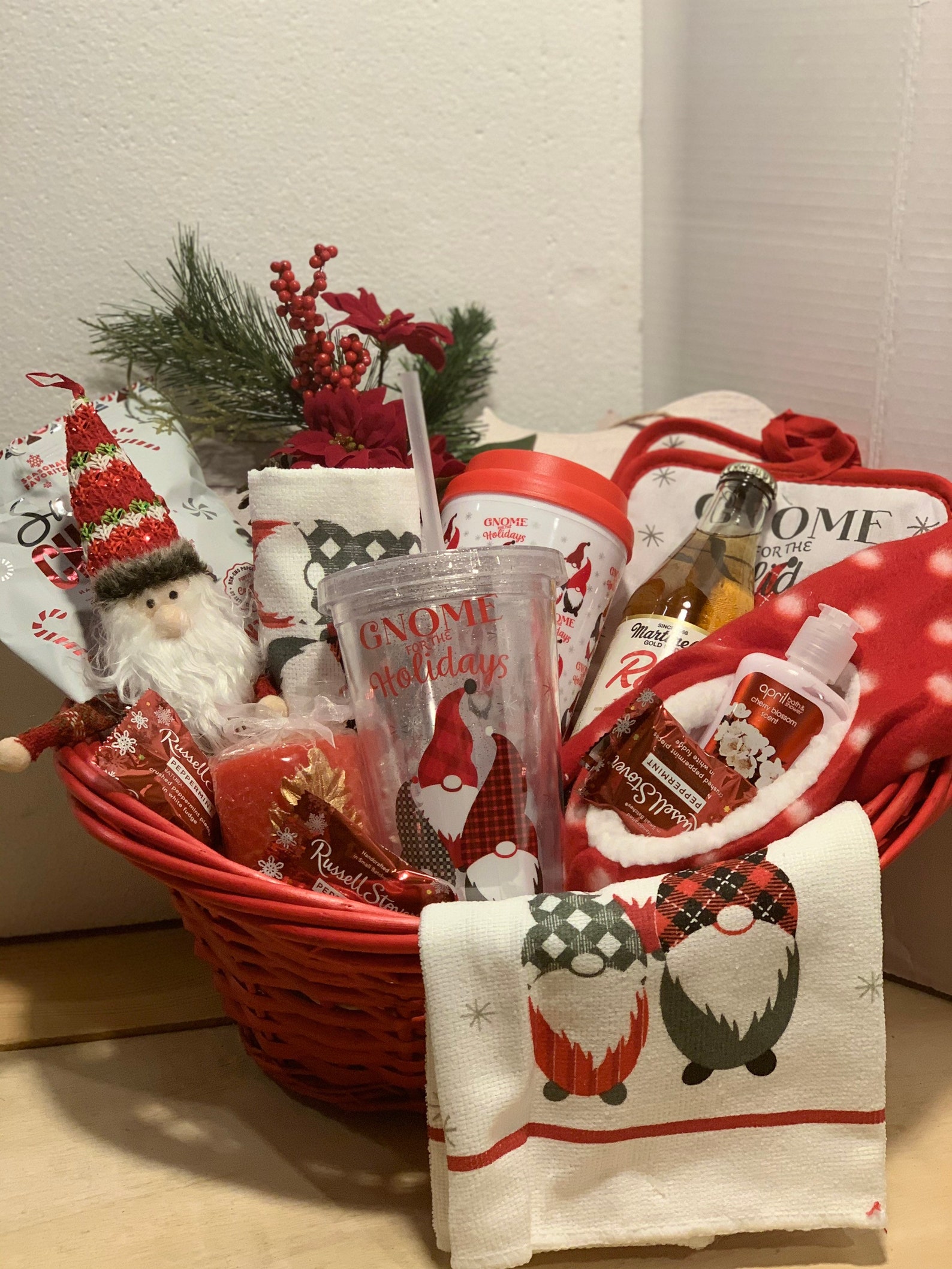 Gnome for the holidays Gift Basket Christmas Gnome Gift | Etsy