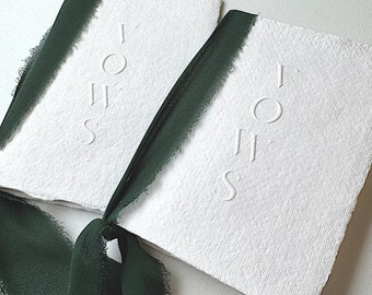 Letterpress Vow Books: Deckle Edge Cotton Paper with Ribbon - Set of 2