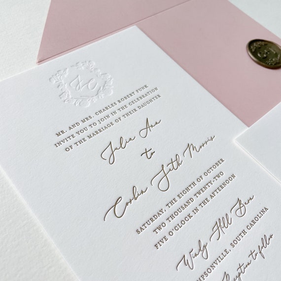 Letterpress wedding invitations deals