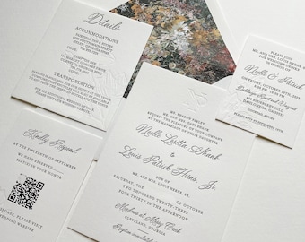The Southampton Suite Letterpress Wedding Invitation Sample: Southampton Suite, Floral Liner