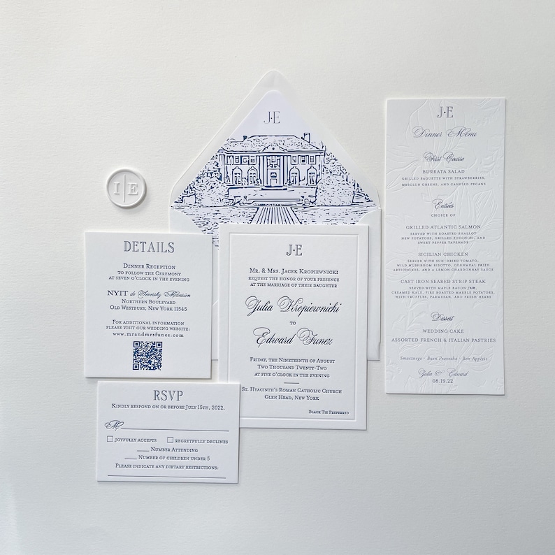 The Grantham Suite. Letterpress Wedding Invitation. Elegant Etsy