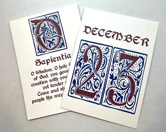 Letterpress O Antiphon card kit set. Christmas/Advent/Religious/Scripture