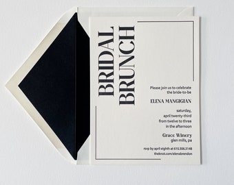 Letterpress Wedding Invitation Sample: Modern Black Minimalist Design