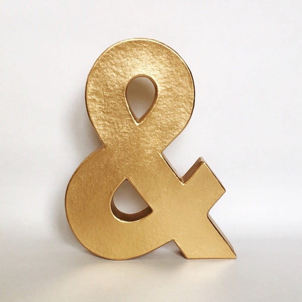 Metallic Gold Silver Paper Mache Stand Up Ampersand & Sign-Engagement-Wedding -Shower-Sweetheart Table-Photo Prop-Party-Home Decor-Office