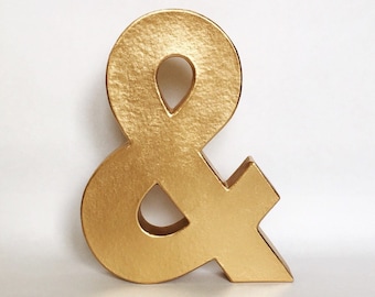 Metallic Gold Silver Paper Mache Stand Up Ampersand & Sign-Engagement-Wedding -Shower-Sweetheart Table-Photo Prop-Party-Home Decor-Office