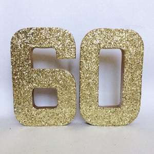 Silver Gold Glitter 60th Birthday-60-Anniversary-Stand Up Paper Mache-Photo Prop-Party Decor-Decorations-Dessert Table-Glam-Sixty-Sparkly