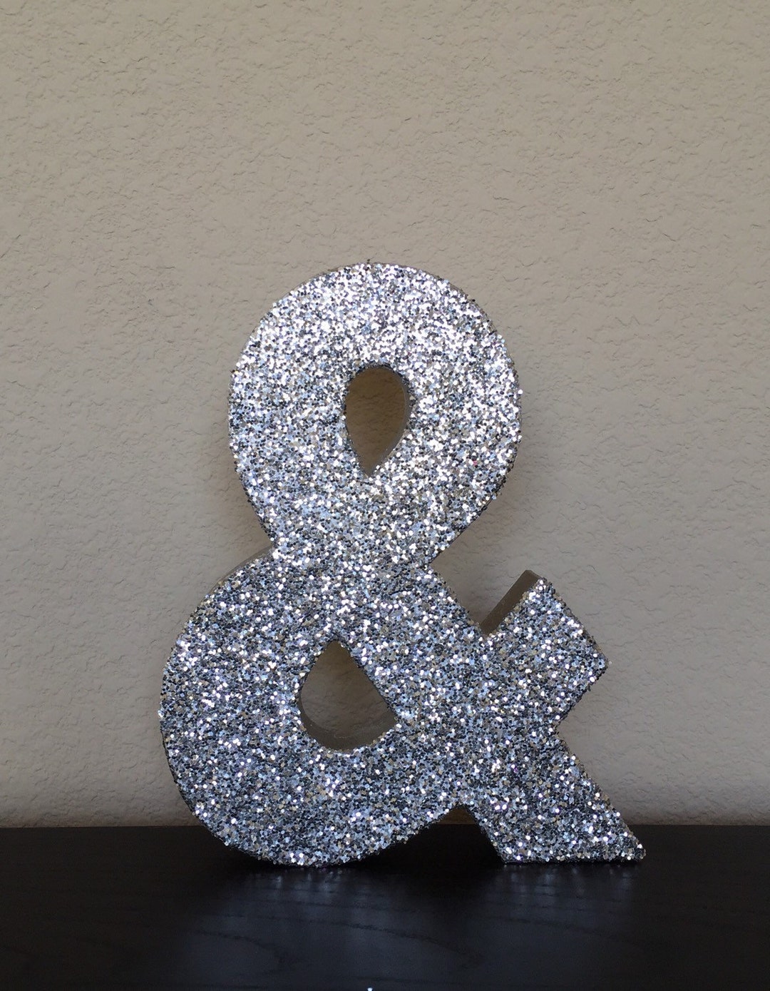 Silver Glitter Paper Mache Free Standing Ampersand and Sign Etsy