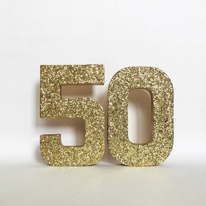 Silver Gold Glitter 50th Numbers-50 Birthday-Anniversary-Stand Up Paper Mache-Party Decor-Decorations-Dessert Table-Photo Prop-Glam-Sparkly