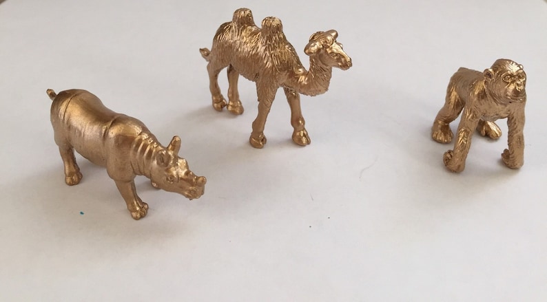 Gold Metallic Animals-Two Wild ONE-Safari Chic-Birthday-Wedding-Shower-Nursery Decor-Decorations-Baby-Party Favors-Cocktail Stirrers-Three image 3