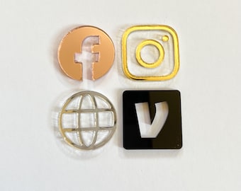 Acrylic Social Media Icons-DIY-Small Business Sign-Market-Logo-Mirror-Pop Up-Shop Local-Pay-Website-Design-Kit-Connect-Payment-Table Sign