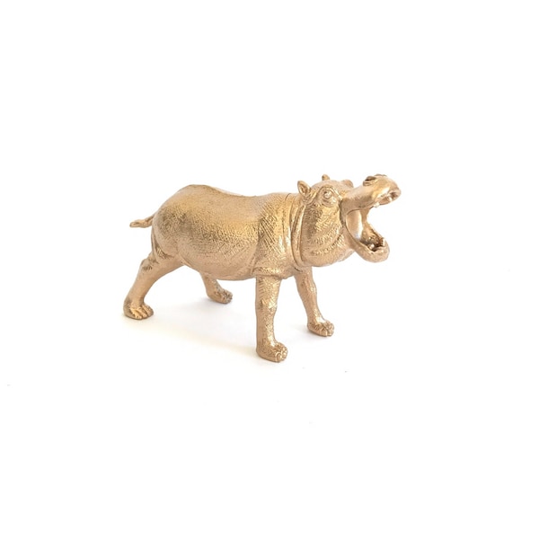 Gold Metallic Hippo-Safari Chic-Zoo Birthday Theme-Wedding Shower-Nursery Decor-Party Favors-Cake Topper-Weight-figurine-Table-Golden Girl