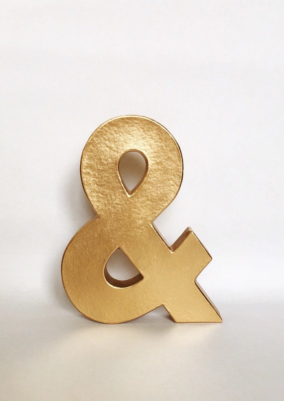 Metallic Gold Silver Paper Mache Stand Up Ampersand & Sign-Engagement-Wedding -Shower-Sweetheart Table-Photo Prop-Party-Home Decor-Office
