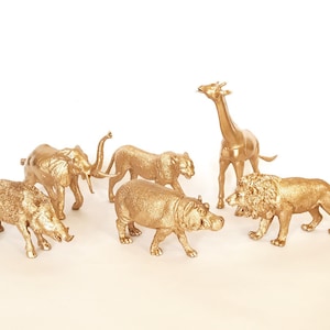 Gold  Metallic Animals-Safari Chic-Birthday - Wedding-Shower-Nursery-two-Decor-Party Decor-Party Favors-Cake Toppers-Circus-showman-figurine