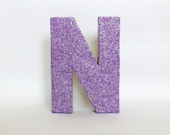Lavender Glitter Stand Up Letter-Initial -Monogram-Wedding-Engagement-Baby Shower-Birthday-Home Decor-Photo Prop-Winter ONEderland-Room-Girl